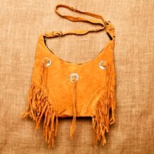 8490 - Western Fringe Leather Purse Gold
