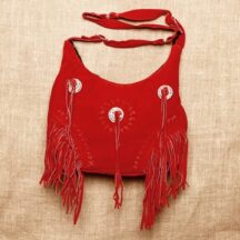 8491 - Western Fringe Leather Purse Red
