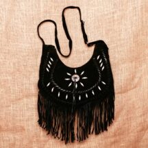 8563 - FRINGED LEATHER PURSE BLACK