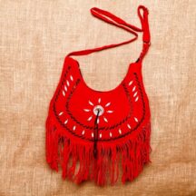 8561 - FRINGED LEATHER PURSE RED