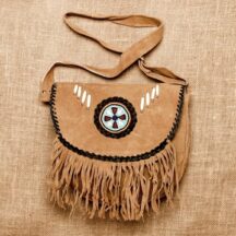 8584 - FRINGE LEATHER PURSE CAMEL