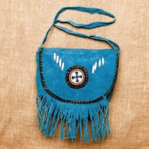 8589 - FRINGE LEATHER PURSE TURQUOISE