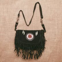 8593 - BEADED LEATHER PURSE BLACK