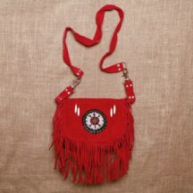 8591 - BEADED LEATHER PURSE RED