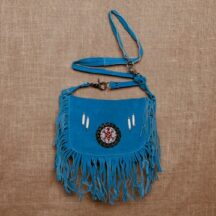 8599 - BEADED LEATHER PURSE TURQUOISE