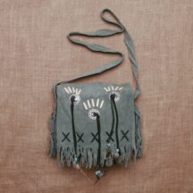 8606 - FRINGE LEATHER PURSE GRAY