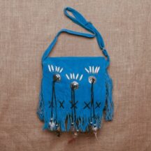 8609 - FRINGE LEATHER PURSE TURQUOISE