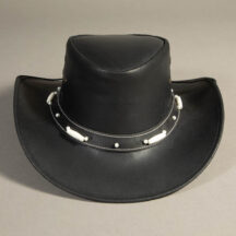 8680 - BONE BEADED LEATHER HAT BLACK