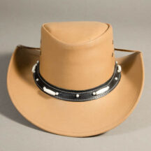 8686 - BONE BEADED LEATHER HAT TAN