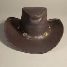 8881 - WIDE BRIM LEATHER HAT BROWN