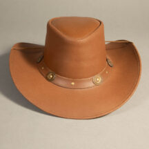8882 - WIDE BRIM LEATHER HAT CAMEL