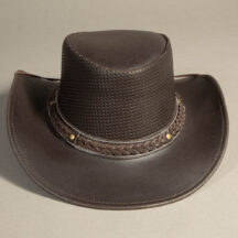 8961 - PERFORATED CROWN LEATHER HAT BROWN