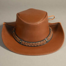 8992 - BRAIDED BAND LEATHER HAT CAMEL