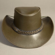 8997 - BRAIDED BAND LEATHER HAT OLIVE