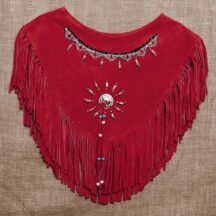 8651 - Women's Leather Poncho Red