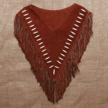 8698 - Women's Tusk Bead Leather Poncho Brown