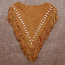 8690 - Women's Tusk Bead Leather Poncho Gold