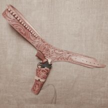 881 - Hand Tooled Leather Gun Belt Natural