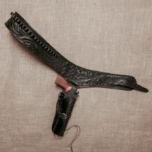 882 - Hand Tooled Leather Gun Belt Black