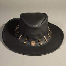8610 - WESTRERN STYLE WATERPROOF LEATHER HAT WITH BULLETS BLACK