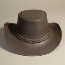 8631 - WESTERN STYLE LEATHER HAT WITH DOUBLE BRAIDED HATBAND BROWN