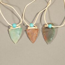 96122 - Medium Arrowhead Pendant Tan String with Turquoise Bead