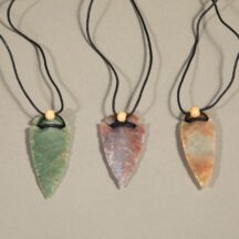 96213 - Large Arrowhead Pendant Black String With Wood Bead